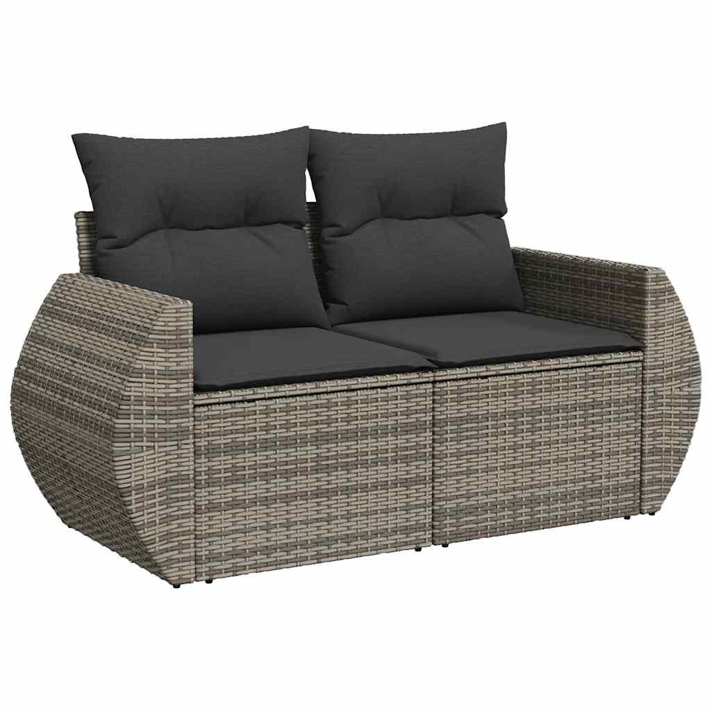 7 részes szürke polyrattan kerti ülőgarnitúra párnákkal 5