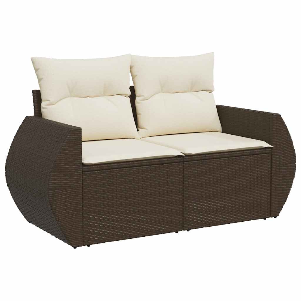 7 részes barna polyrattan kerti ülőgarnitúra párnákkal 5