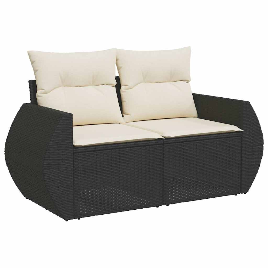 10 részes fekete polyrattan kerti ülőgarnitúra párnákkal 3