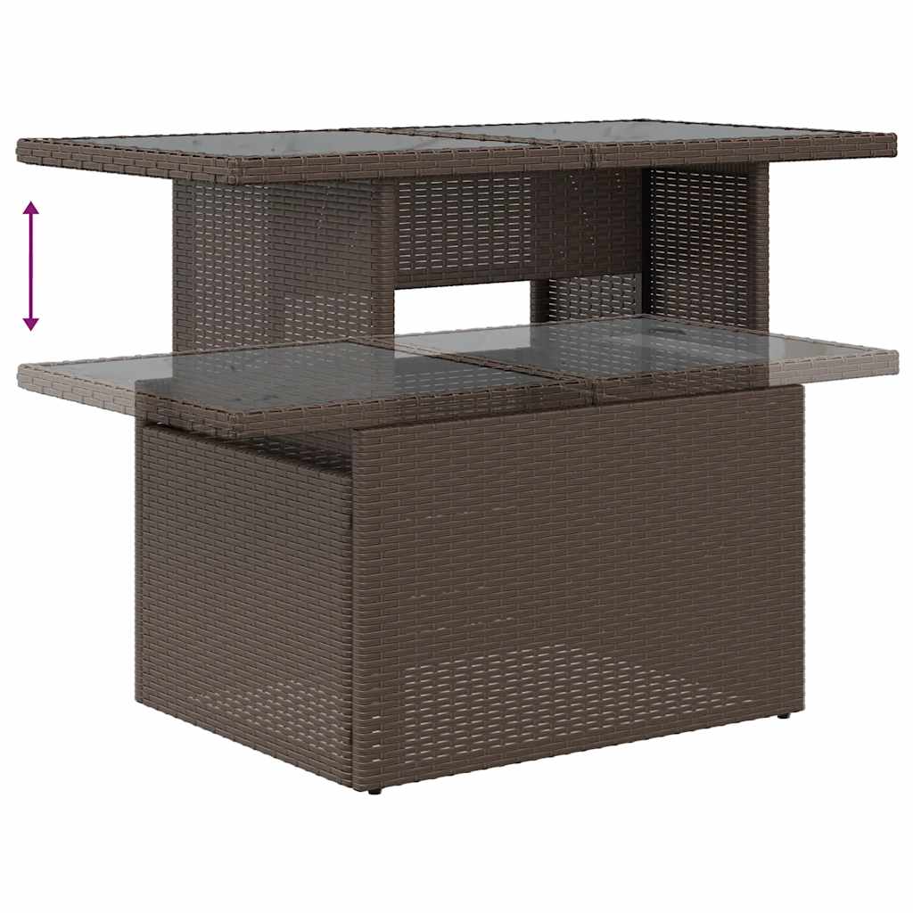 10 részes barna polyrattan kerti ülőgarnitúra párnákkal 10