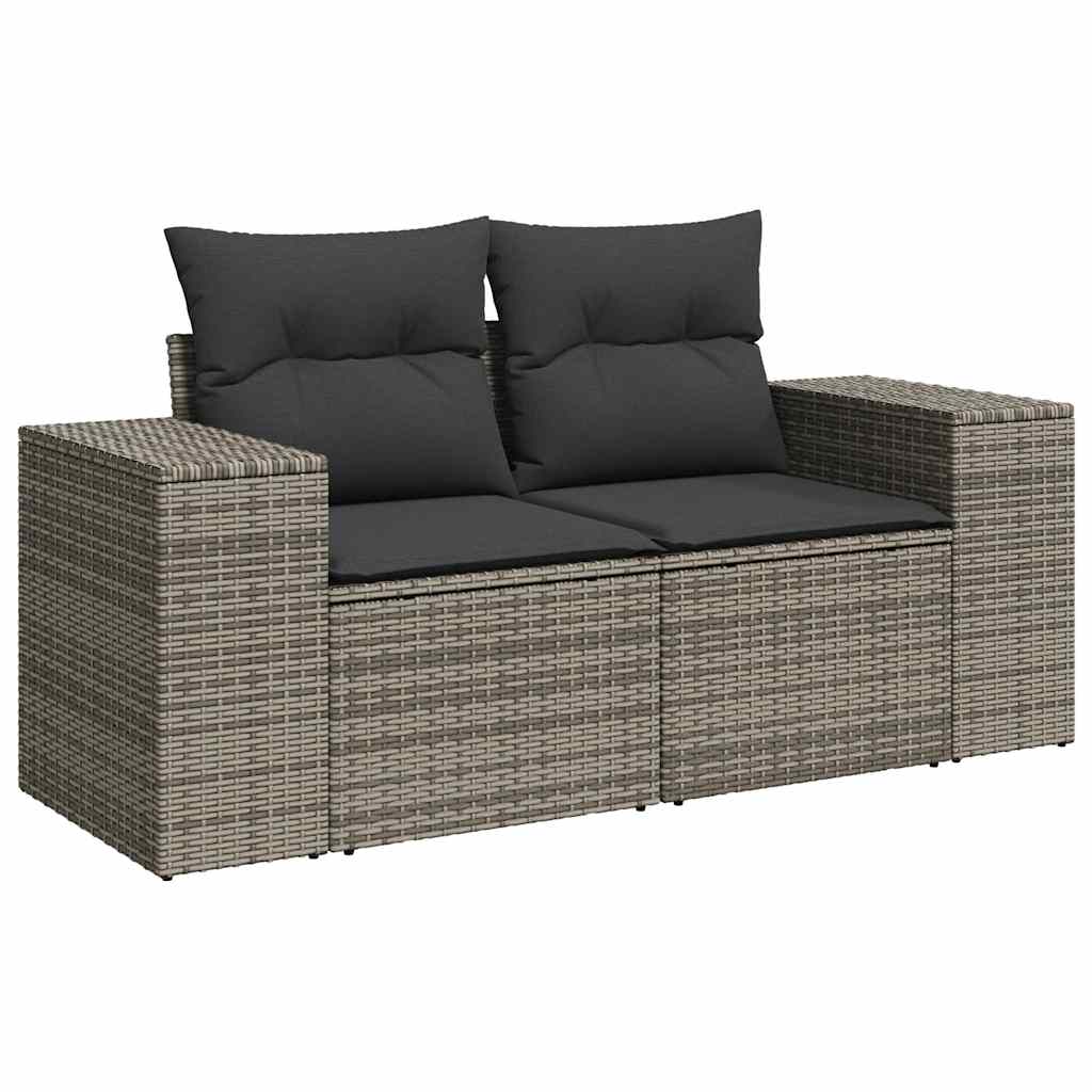 9 részes szürke polyrattan kerti ülőgarnitúra párnákkal 3