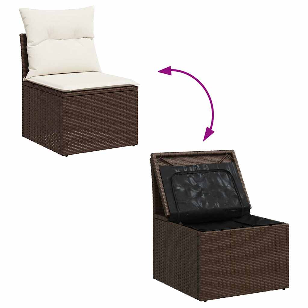 6 részes barna polyrattan kerti ülőgarnitúra párnával 7
