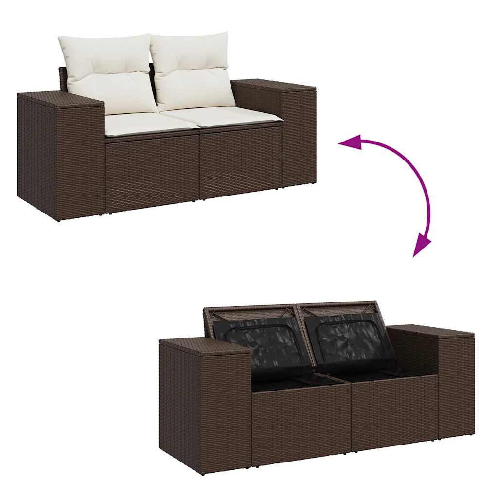 6 részes barna polyrattan kerti ülőgarnitúra párnával 8