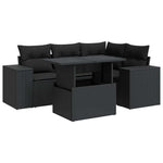 5 részes fekete polyrattan kerti kanapészett párnákkal 2