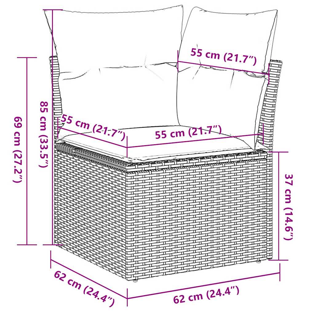 6 részes bézs polyrattan kerti ülőgarnitúra párnával 18