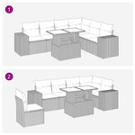 7 részes barna polyrattan kerti ülőgarnitúra párnákkal 11