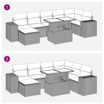 8 részes fekete polyrattan kerti ülőgarnitúra párnákkal 12