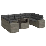 10 részes szürke polyrattan kerti ülőgarnitúra párnákkal 2