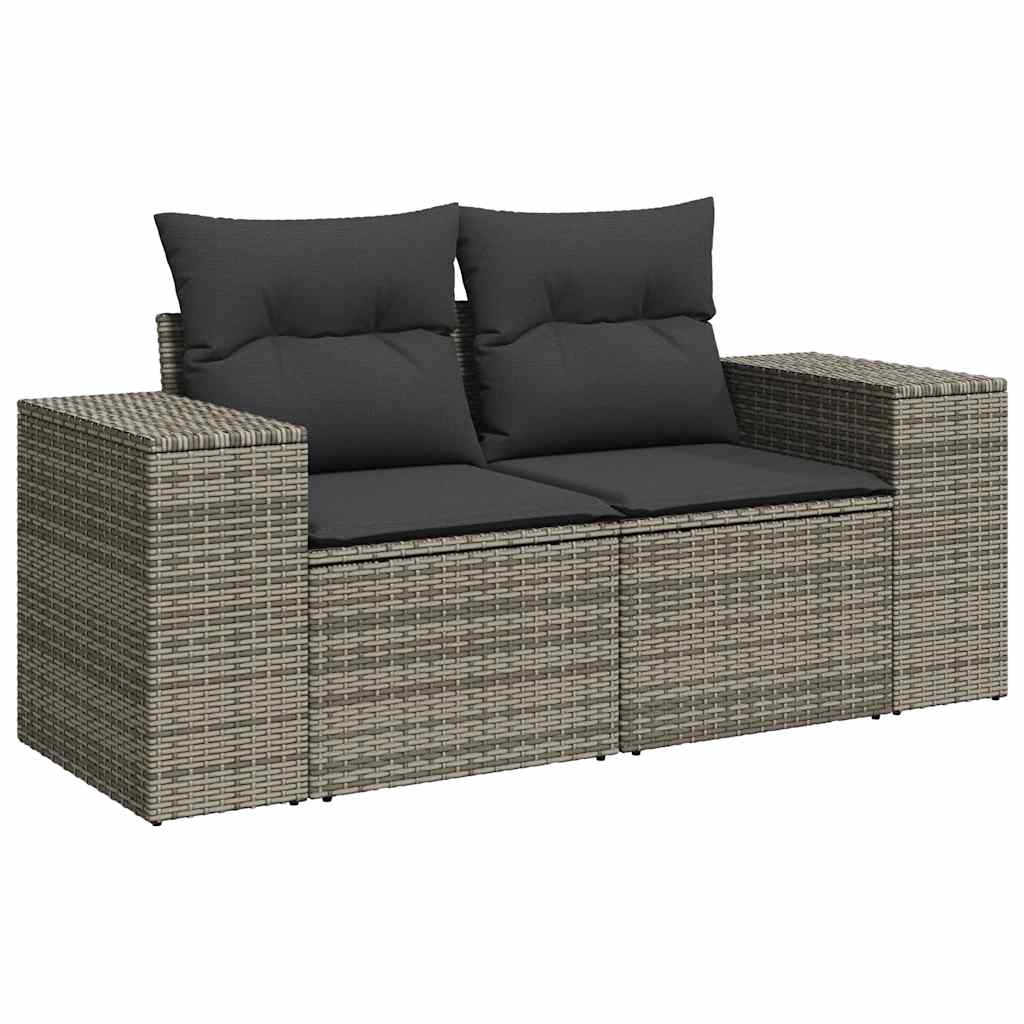 10 részes szürke polyrattan kerti ülőgarnitúra párnákkal 5