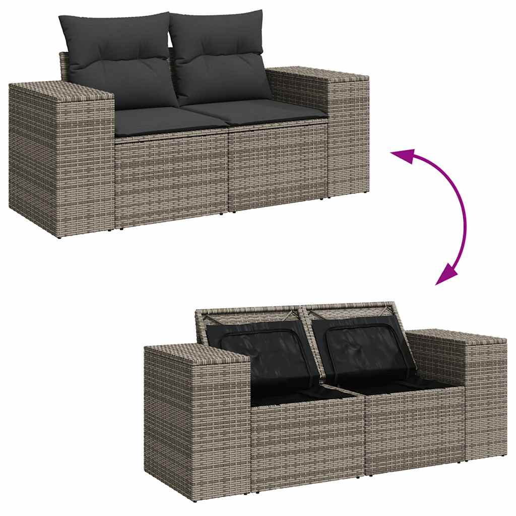 10 részes szürke polyrattan kerti ülőgarnitúra párnákkal 10