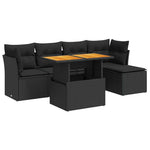6 részes fekete polyrattan kerti ülőgarnitúra párnákkal 2