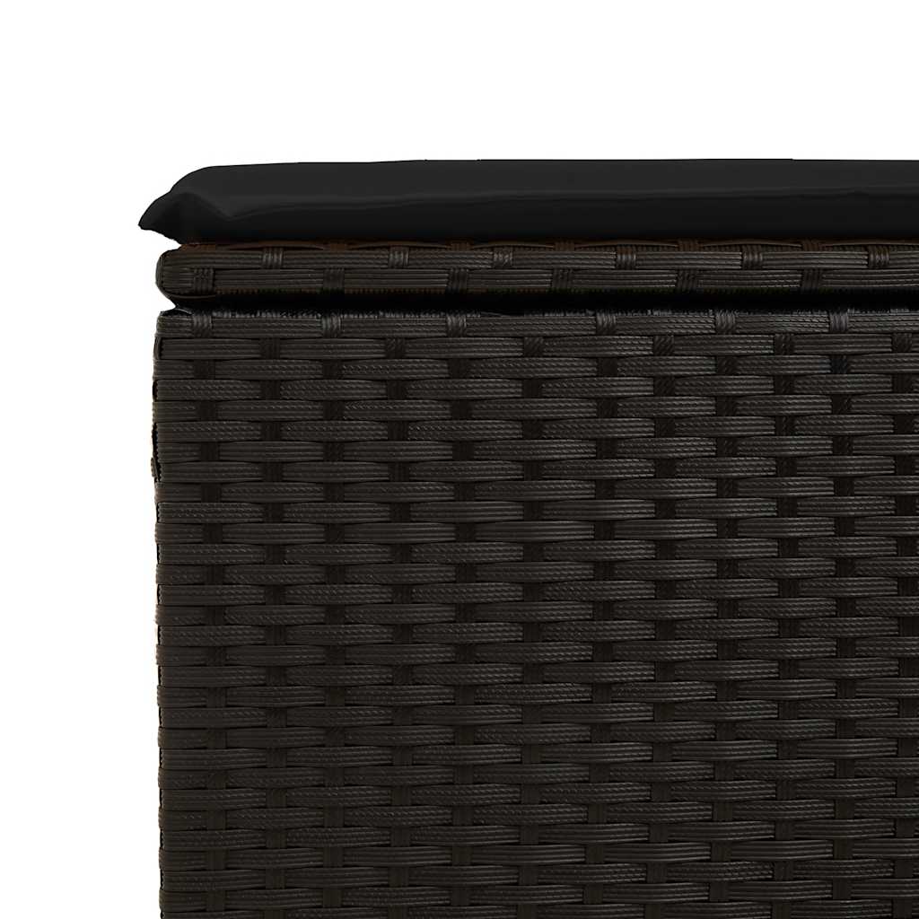 6 részes fekete polyrattan kerti ülőgarnitúra párnákkal 11