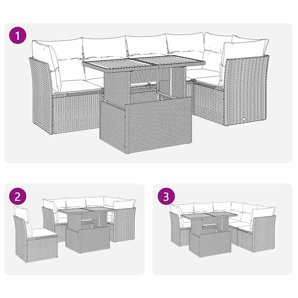 6 részes szürke polyrattan kerti ülőgarnitúra párnákkal 9