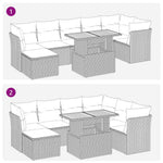 8 részes szürke polyrattan kerti ülőgarnitúra párnákkal 7