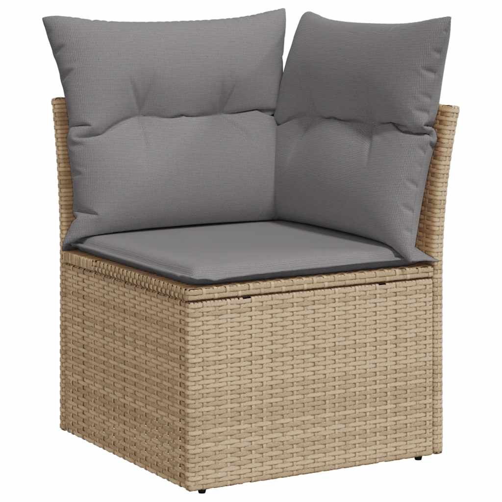 9 részes bézs polyrattan kerti ülőgarnitúra párnákkal 4