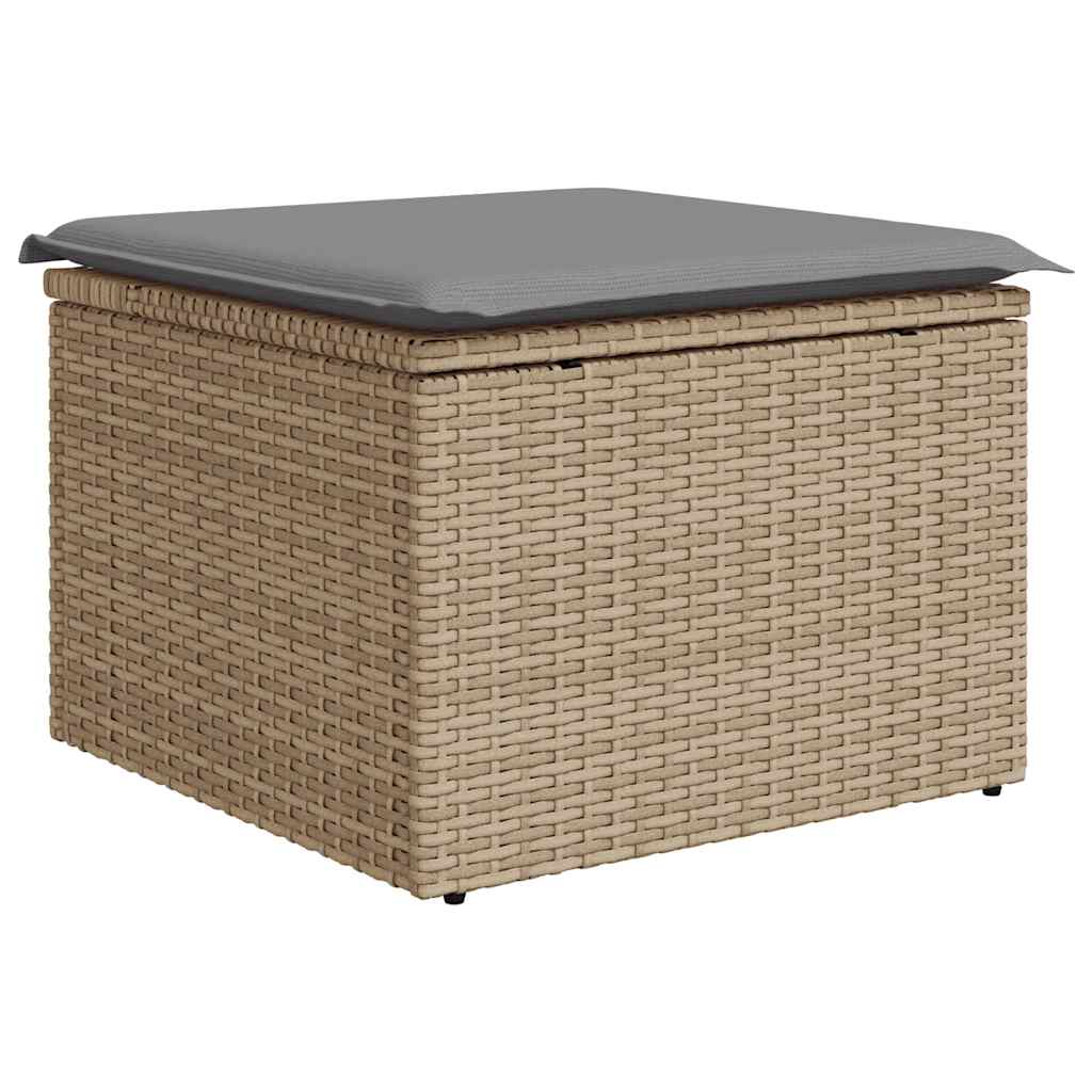 9 részes bézs polyrattan kerti ülőgarnitúra párnákkal 5
