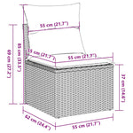 8 részes fekete polyrattan kerti ülőgarnitúra párnákkal 15