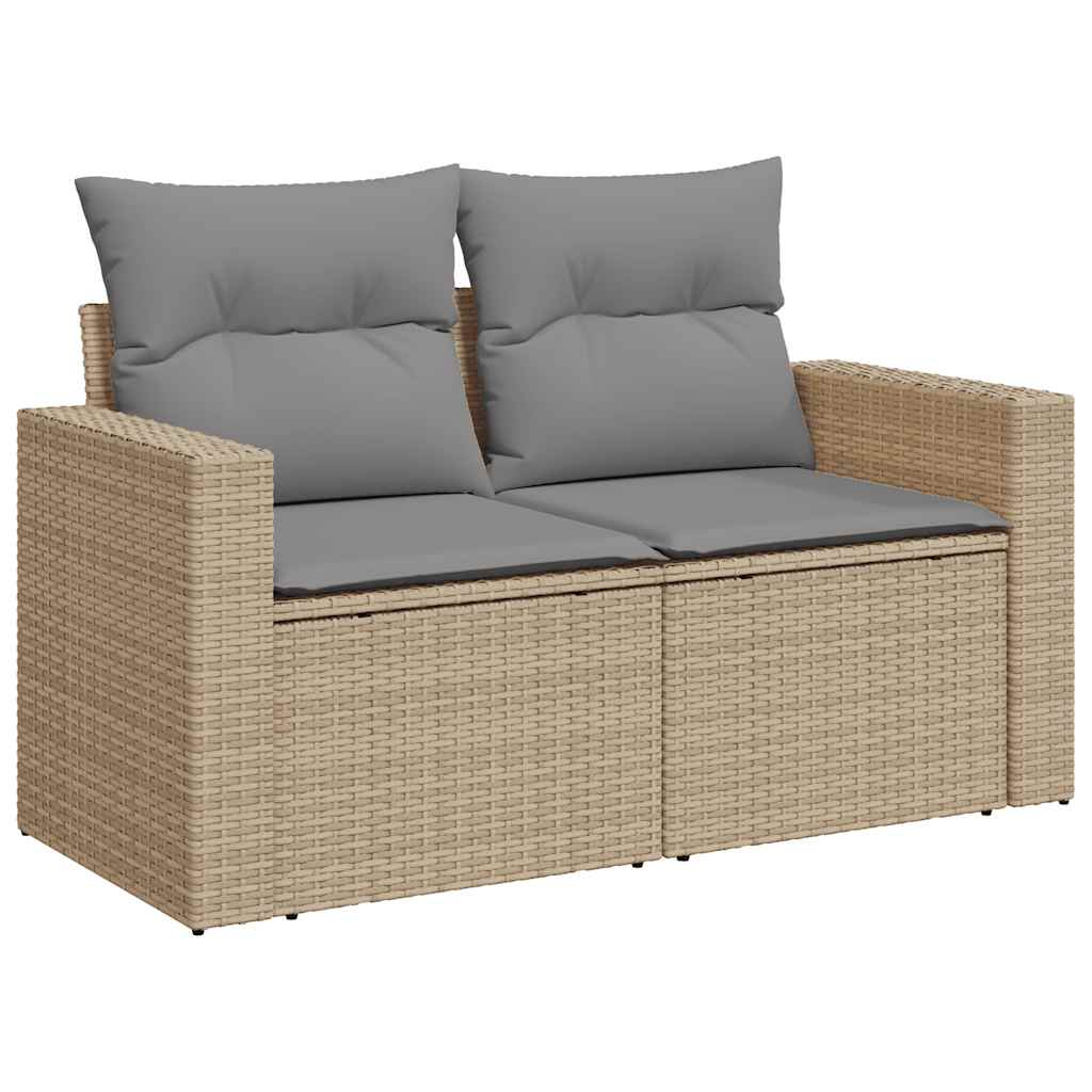6 részes bézs polyrattan kerti ülőgarnitúra párnával 4