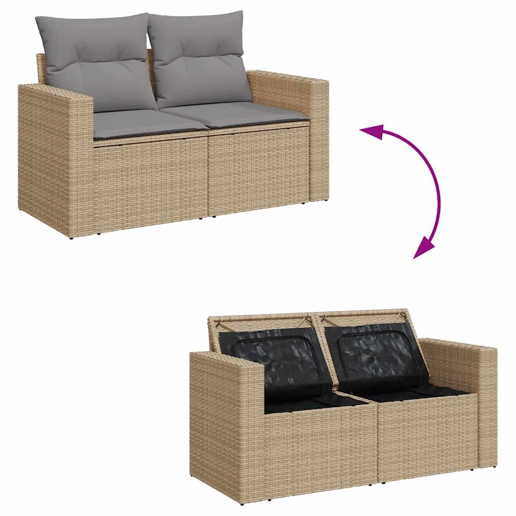 6 részes bézs polyrattan kerti ülőgarnitúra párnával 7