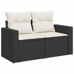 6 részes fekete polyrattan kerti ülőgarnitúra párnákkal 6