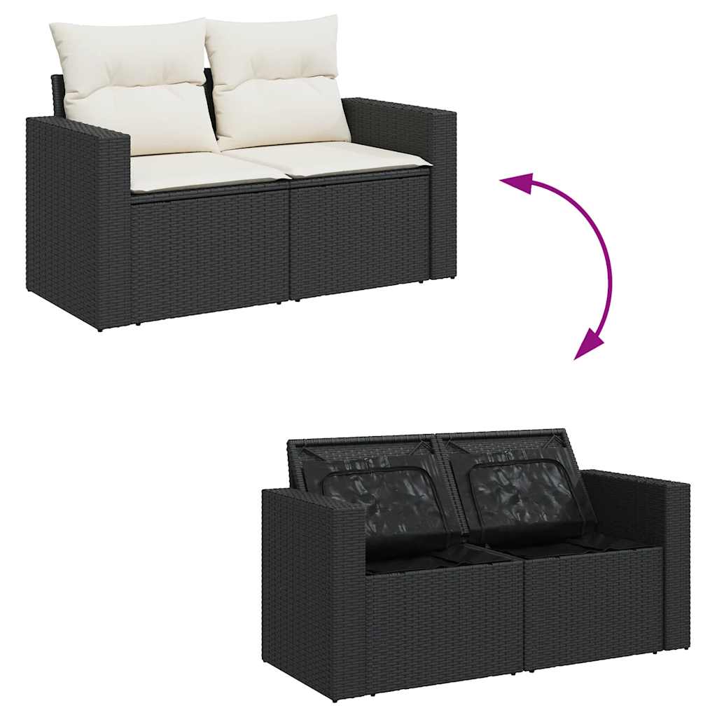 6 részes fekete polyrattan kerti ülőgarnitúra párnákkal 10