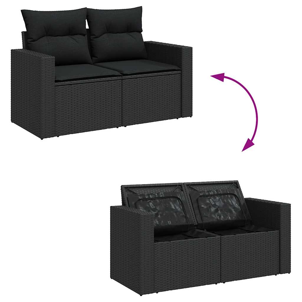7 részes fekete polyrattan kerti ülőgarnitúra párnával 10