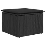 8 részes fekete polyrattan kerti ülőgarnitúra párnákkal 6