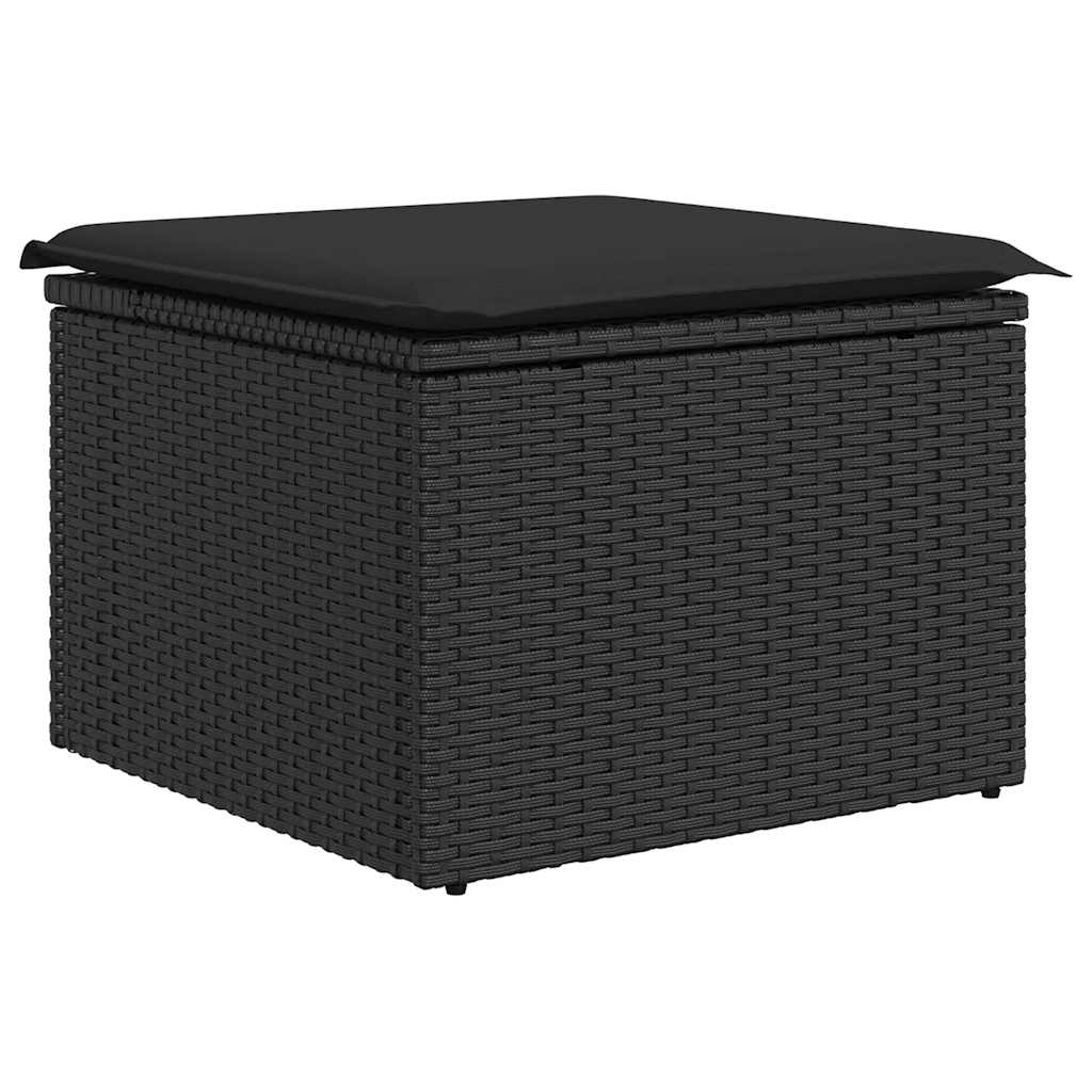 8 részes fekete polyrattan kerti ülőgarnitúra párnákkal 6