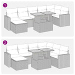 8 részes szürke polyrattan kerti ülőgarnitúra párnákkal 12