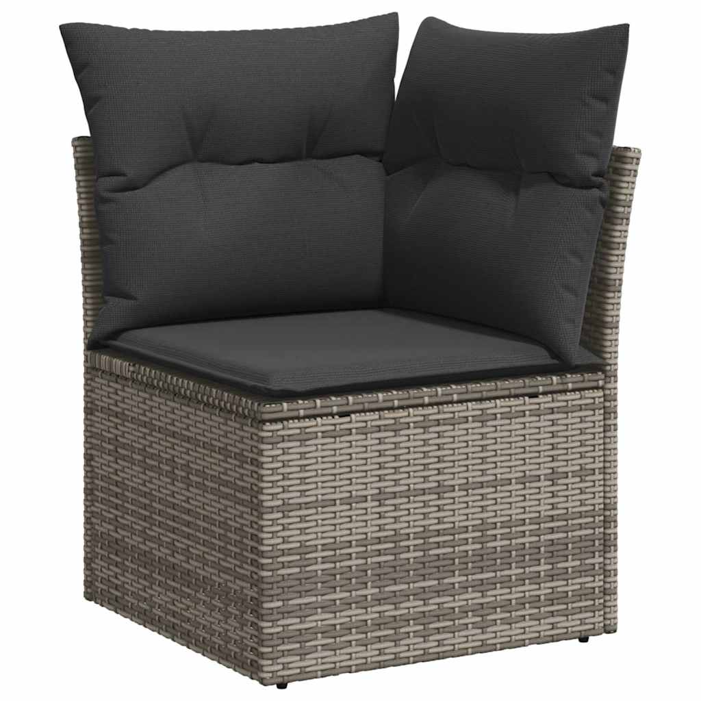 10 részes szürke polyrattan kerti ülőgarnitúra párnákkal 4