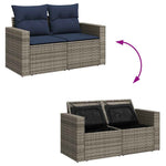 11 részes szürke polyrattan kerti ülőgarnitúra párnákkal 9