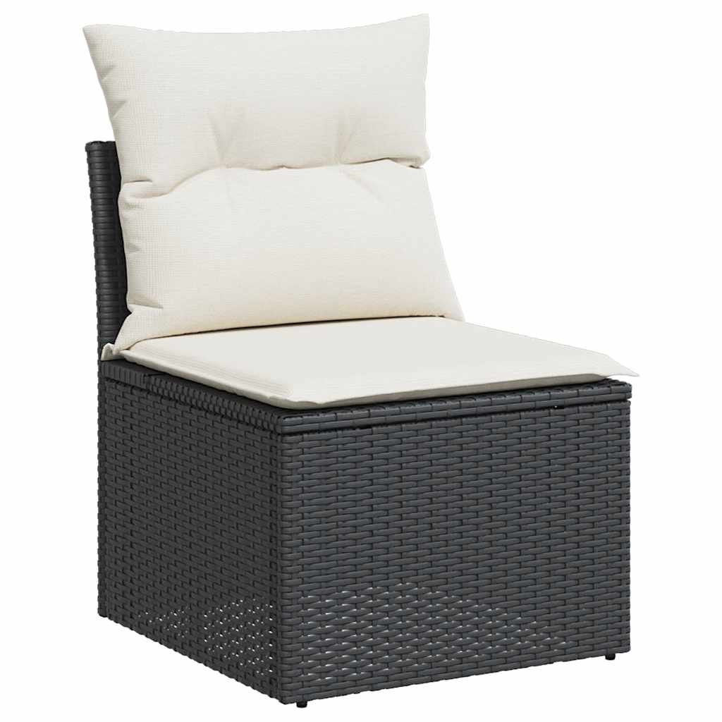 7 részes fekete polyrattan kerti ülőgarnitúra párnával 3