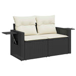 7 részes fekete polyrattan kerti ülőgarnitúra párnával 4