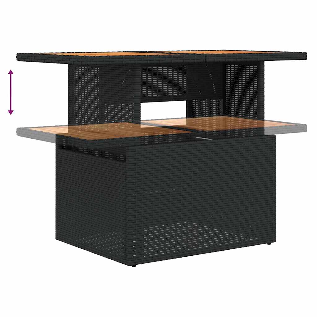 7 részes fekete polyrattan kerti ülőgarnitúra párnával 9