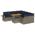 9 részes szürke polyrattan kerti ülőgarnitúra párnákkal 2