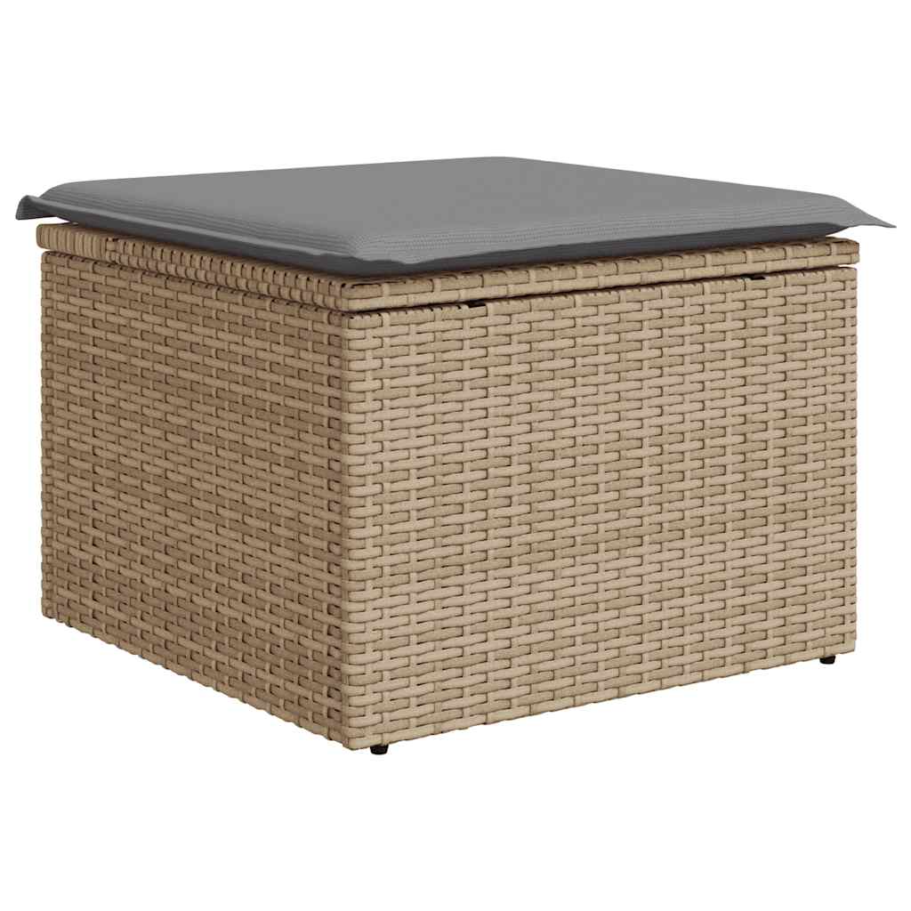 9 részes bézs polyrattan kerti ülőgarnitúra párnákkal 6