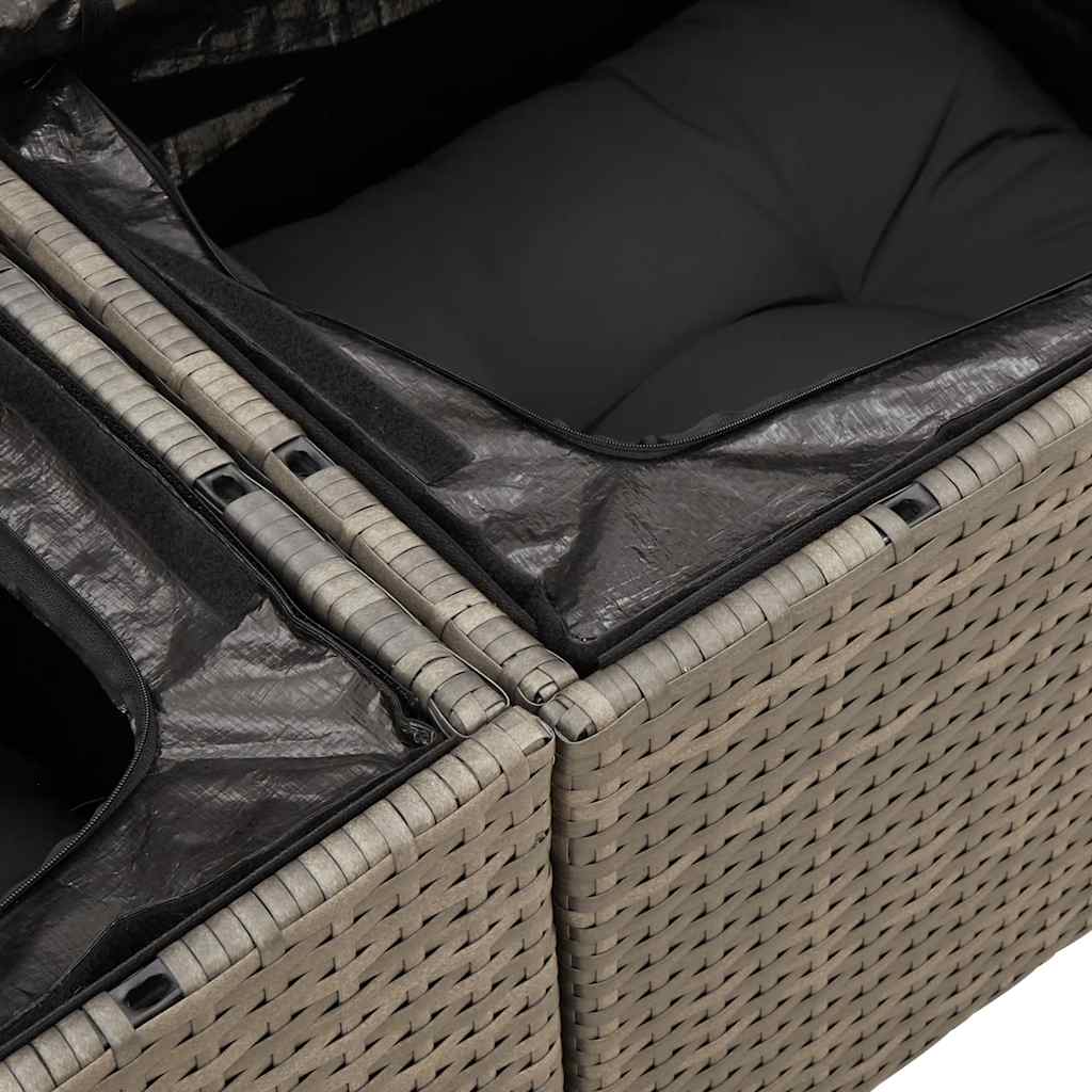 7 részes szürke polyrattan kerti ülőgarnitúra párnákkal 11