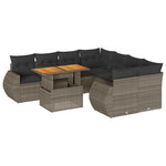 9 részes szürke polyrattan kerti ülőgarnitúra párnákkal 2