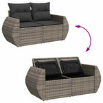 9 részes szürke polyrattan kerti ülőgarnitúra párnákkal 7