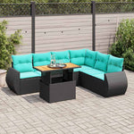 7 részes fekete polyrattan kerti ülőgarnitúra párnával