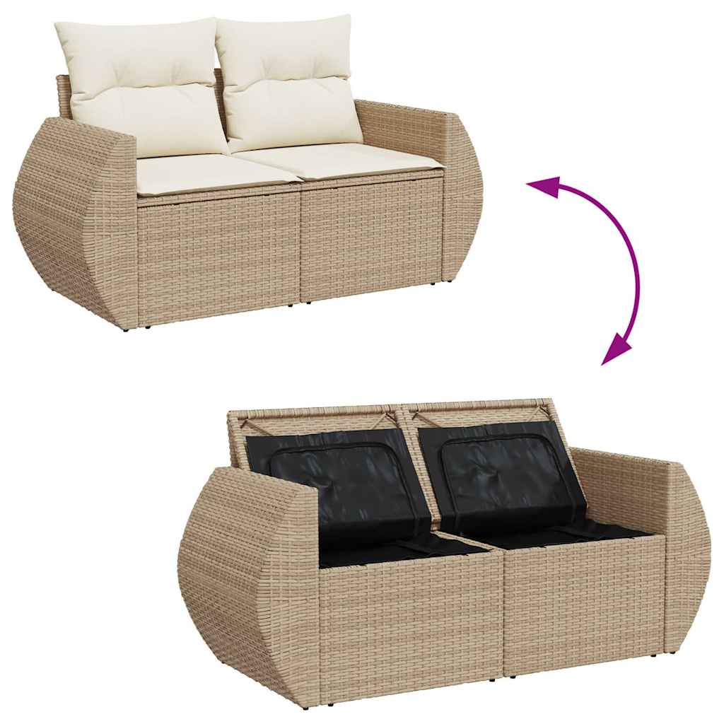7 részes bézs polyrattan kerti ülőgarnitúra párnákkal 11