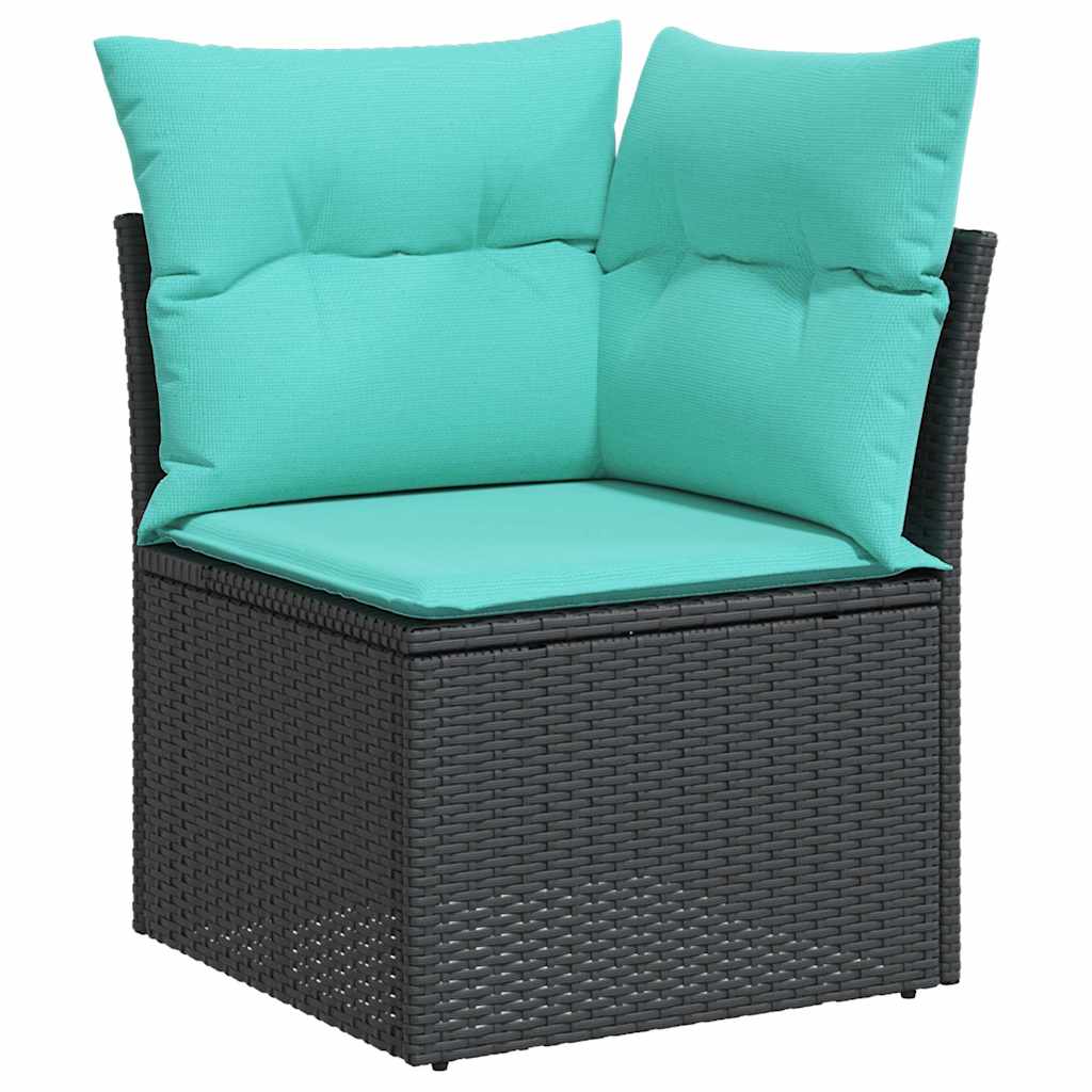 9 részes fekete polyrattan kerti ülőgarnitúra párnákkal 4