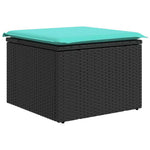 9 részes fekete polyrattan kerti ülőgarnitúra párnákkal 6