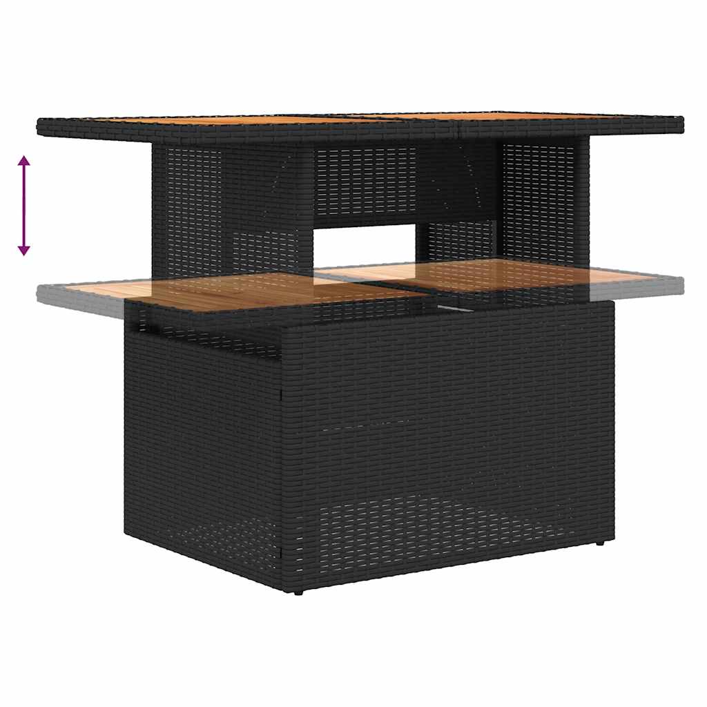 9 részes fekete polyrattan kerti ülőgarnitúra párnákkal 11
