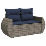 9 részes szürke polyrattan kerti ülőgarnitúra párnákkal 7