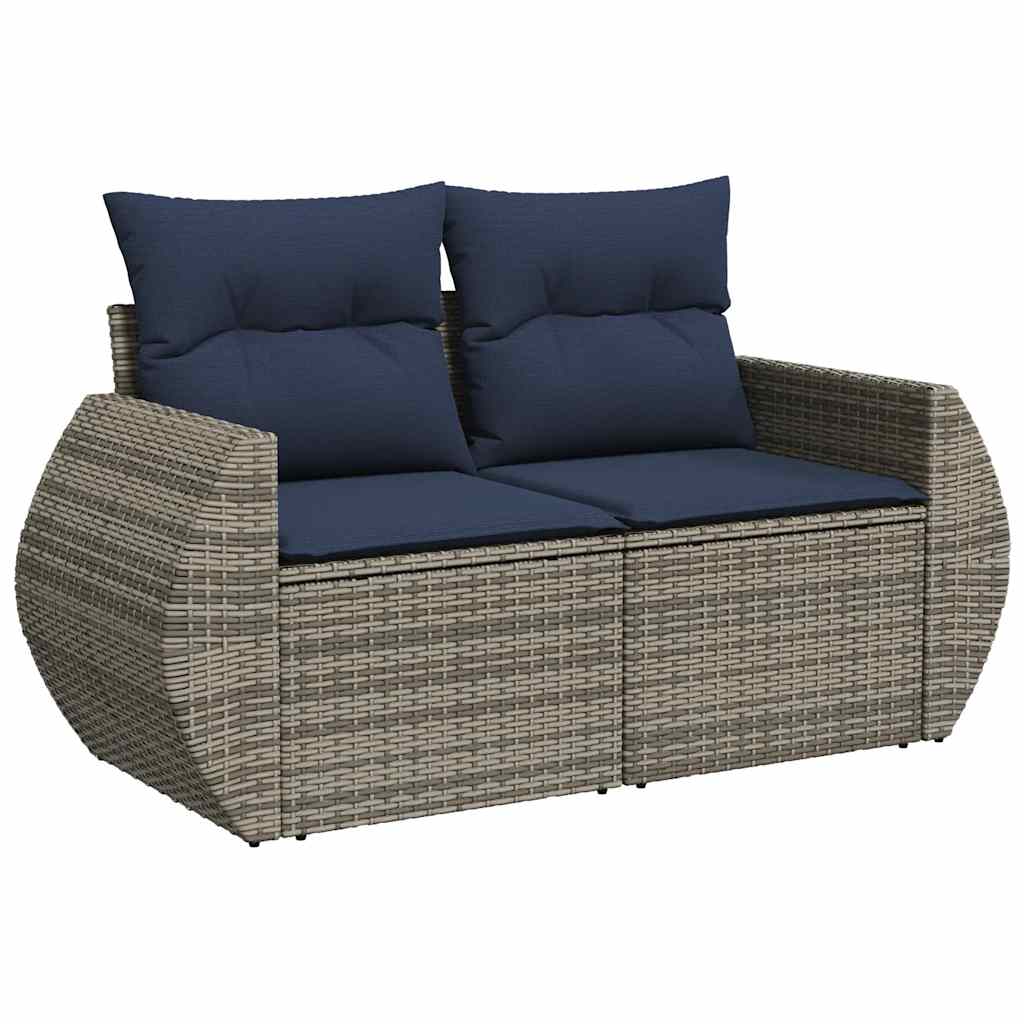 10 részes szürke polyrattan kerti ülőgarnitúra párnákkal 5