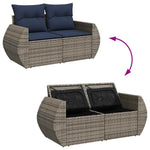 10 részes szürke polyrattan kerti ülőgarnitúra párnákkal 9