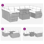 10 részes szürke polyrattan kerti ülőgarnitúra párnákkal 11
