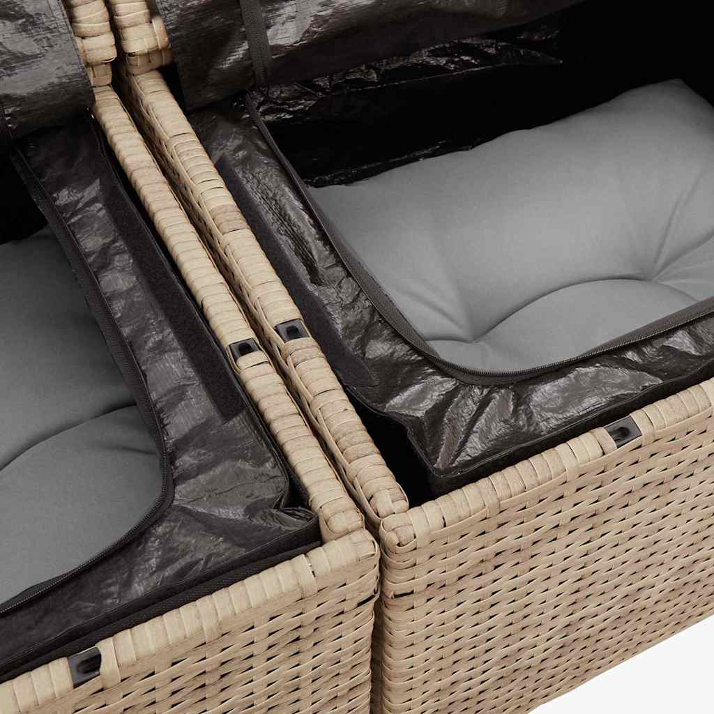 5 részes bézs polyrattan kerti ülőgarnitúra párnákkal 11
