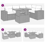 6 részes fekete polyrattan kerti ülőgarnitúra párnákkal 7